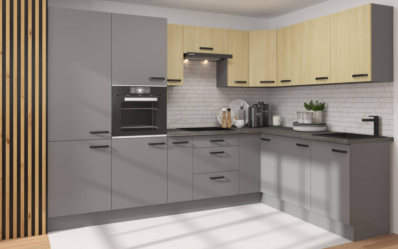Meble kuchenne narożne Scandi/Nessa 300 na 200cm