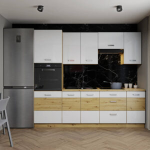Meble kuchenne Artisan biały połysk 240cm