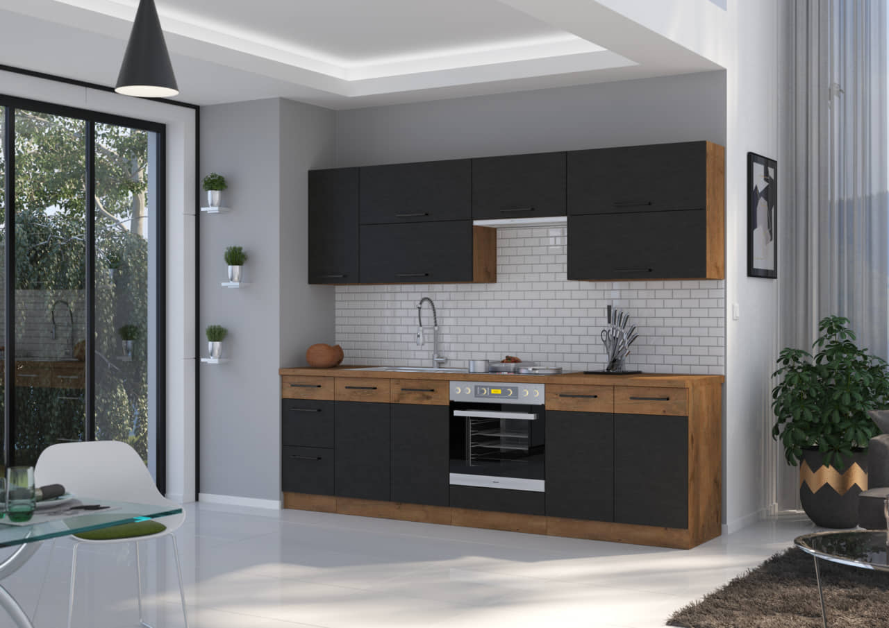 Zestaw mebli kuchennych Vigo matera 260cm 8 szafek