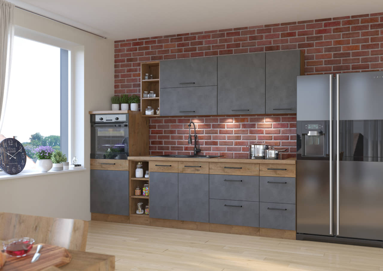 Zestaw mebli kuchennych Vigo matera 270cm 9 szafek