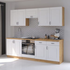 Meble kuchenne Stilo biały/artisan 240cm 8 szafek+blat