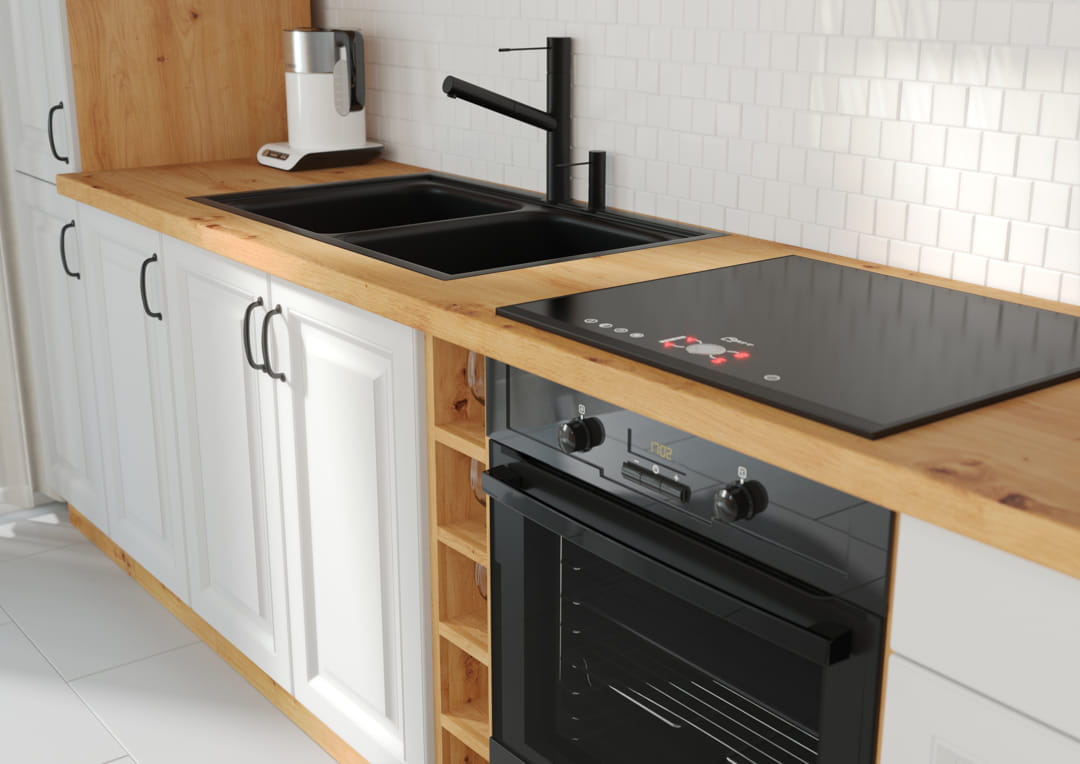 Meble kuchenne Stilo biały/artisan 240cm 8 szafek+blat - obrazek 5