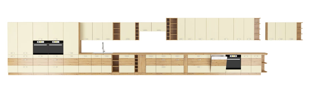 Zestaw mebli kuchennych Artisan Krem połysk 260cm 10 szafek - obrazek 2