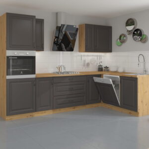 Meble kuchenne narożne Stilo grafit/artisan 2,85m na 1,7m z blatem