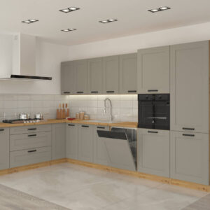 Kuchnia narożna z blatem Luna Clay Grey/artisan 2,1m na 3,5m