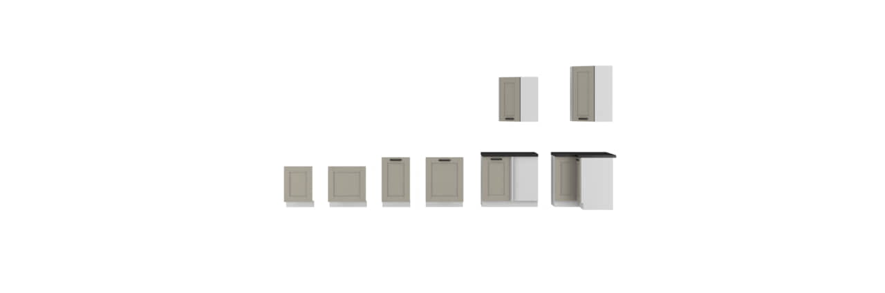 Kuchnia narożna z blatem Luna Clay Grey/biały 2,1m na 3,5m - obrazek 4