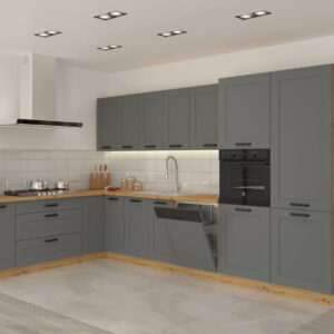 Kuchnia narożna z blatem Luna Dust Grey/artisan 2,1m na 3,5m