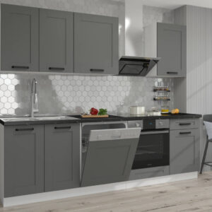 Meble kuchenne 250cm z blatem Luna Dust Grey/biały