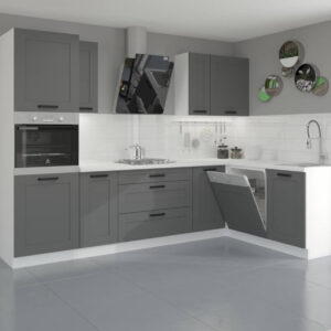 Kuchnia narożna Luna Dust Grey/biały 2,85m na 1,7m