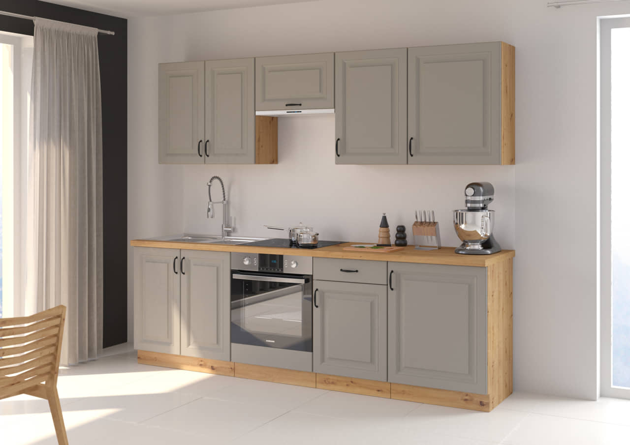 Meble kuchenne Stilo Clay Grey/artisan 250cm 8 szafek - obrazek 2