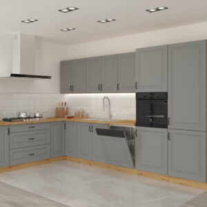 Meble kuchenne narożne z blatem Stilo Dust Grey/artisan 2,1m na 3,5m