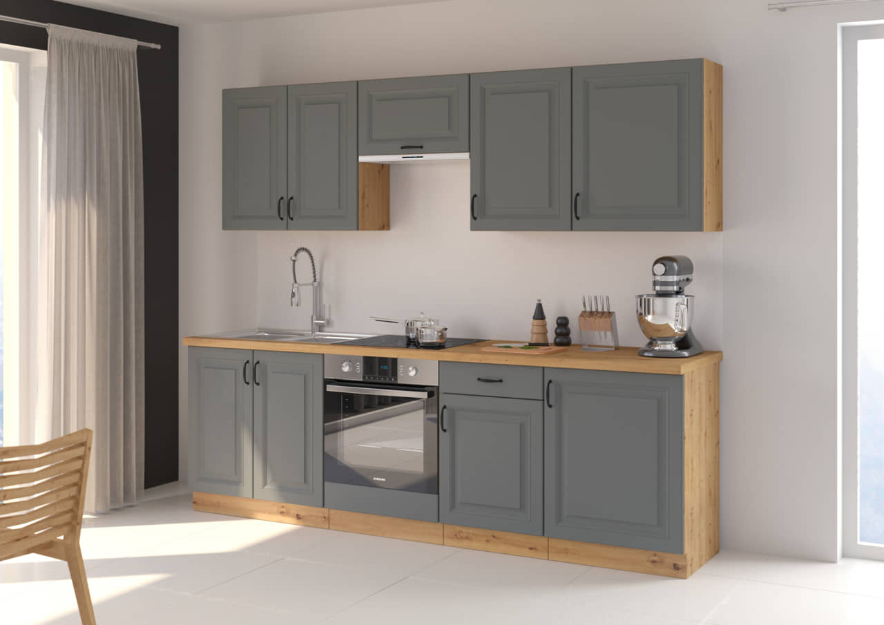 Meble kuchenne Stilo Dust Grey/artisan 250cm zestaw - obrazek 2