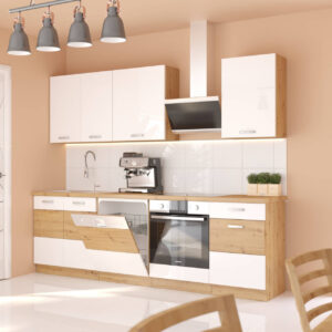 Meble kuchenne Artisan biały połysk 250cm 7 szafek
